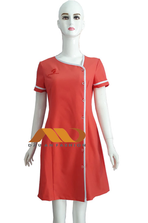 Đồng phục spa – đồng phục đầm spa màu cà rốt AS0014