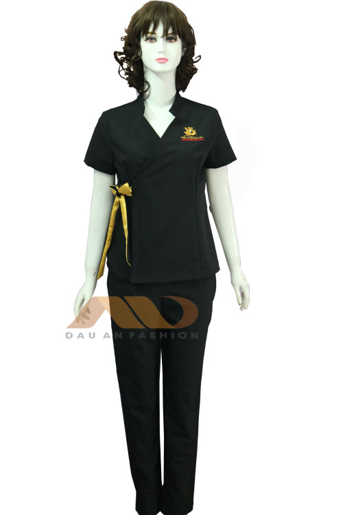 Đồng phục kĩ thuật viên thẩm mỹ viện đen vàng QS0064