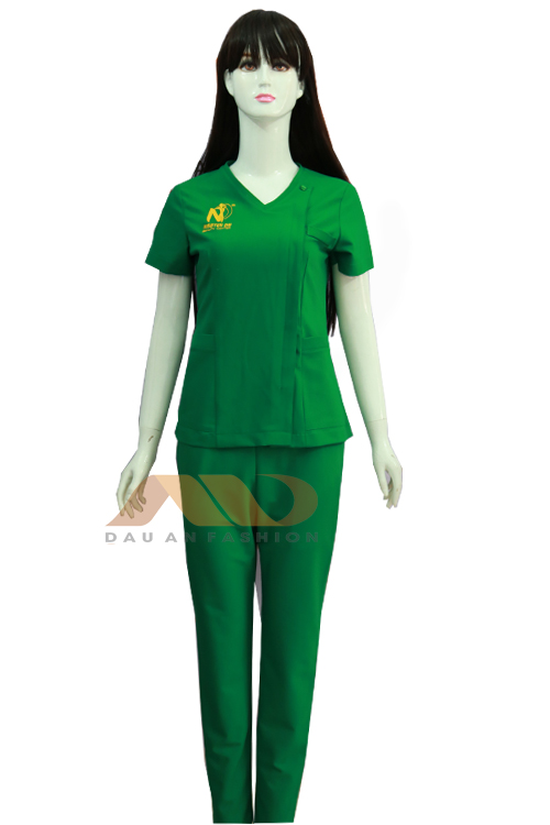 Đồng phục spa – đồng phục đồ bộ nhân viên spa màu xanh chuối QS0024