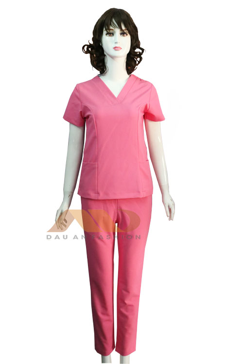 Đồng phục spa chính hãng, đồ bộ màu hồng AS0114