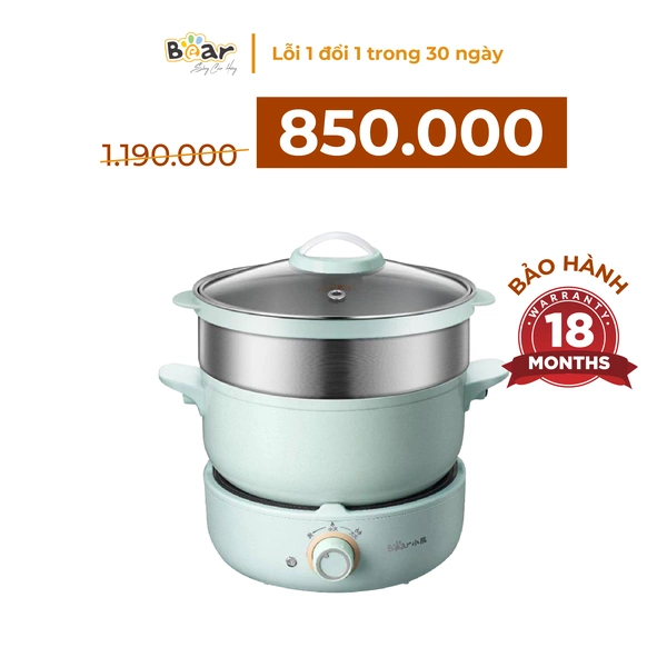 Nồi Điện Đa Năng Bear MC-B25V1 (2.5L) (Kèm Lồng Hấp)