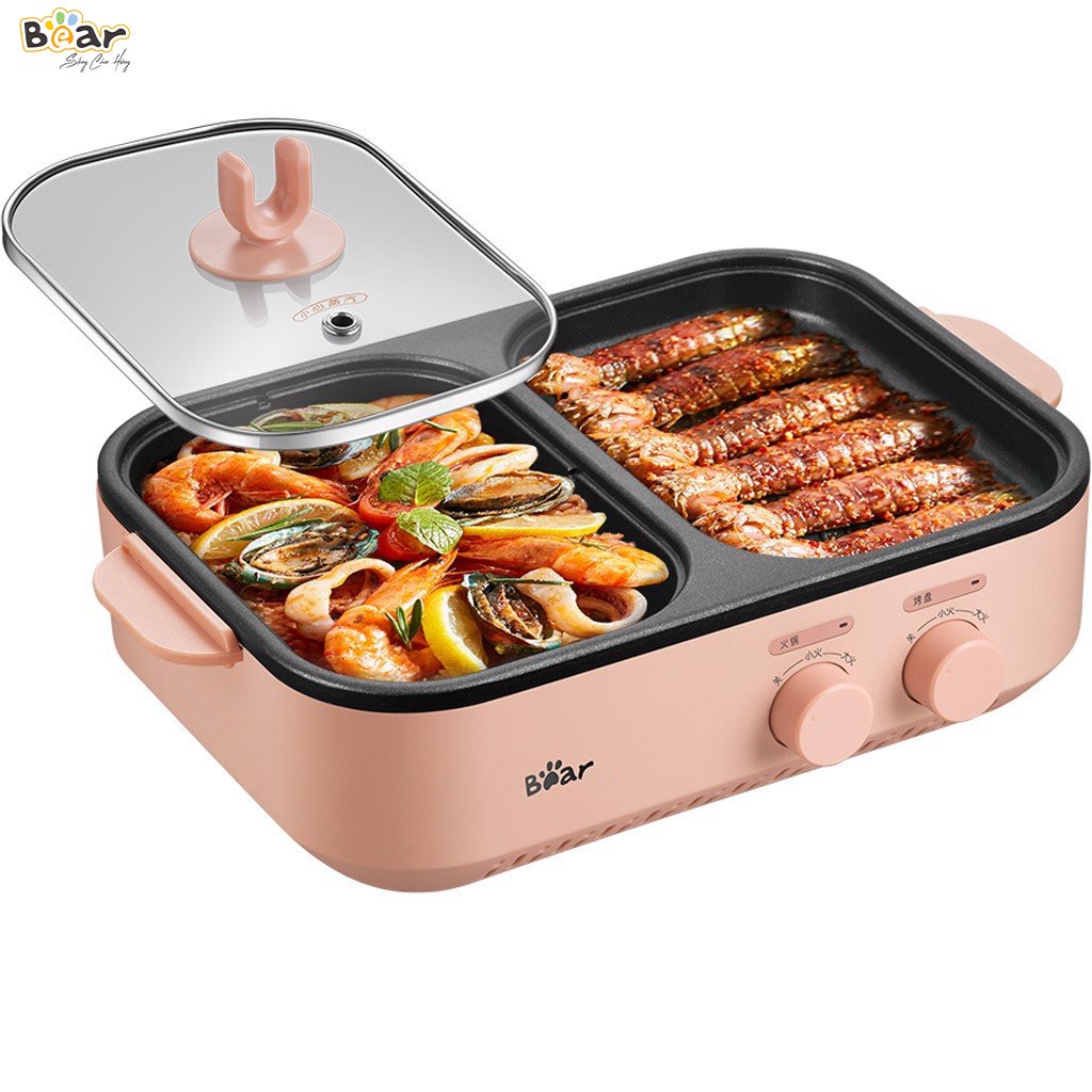 Nồi lẩu nướng 2 ngăn mini Bear DKL-C12D1