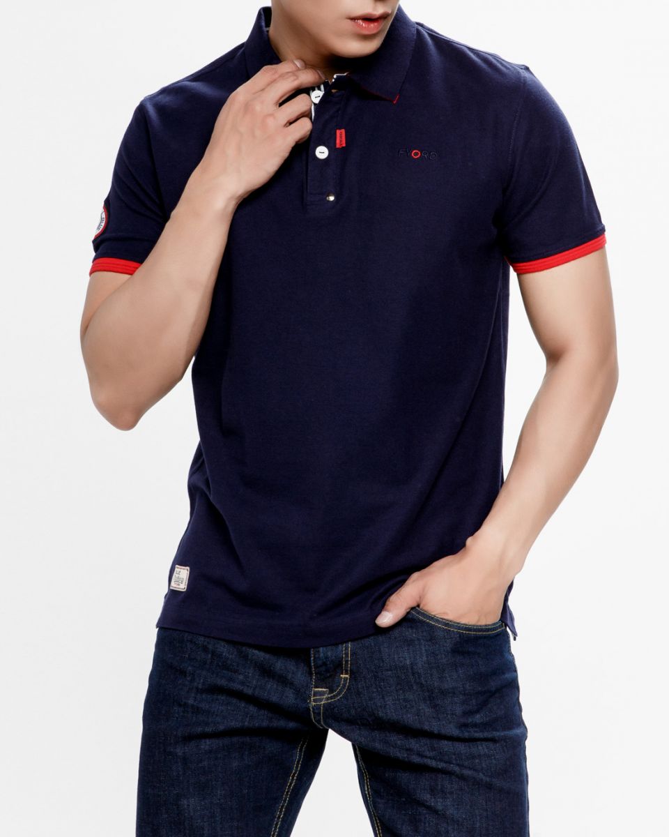 Áo polo nam tay ngắn viền đỏ