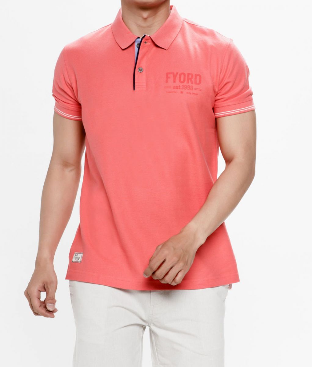 ÁO THUN POLO KIỂU TRƠN MÀU HỒNG IN LOGO