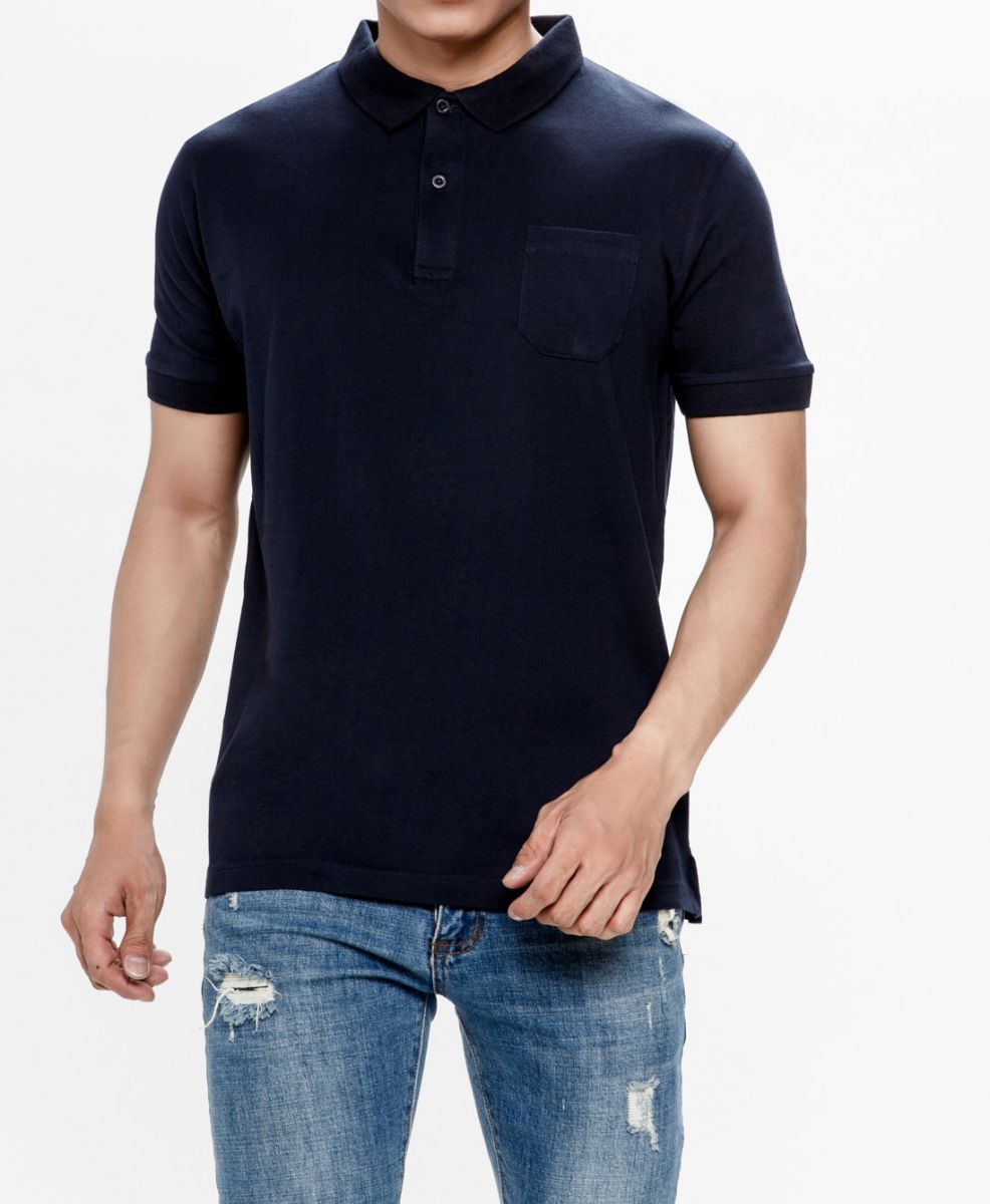 Áo thun Polo xanh navy túi nhỏ trước ngực