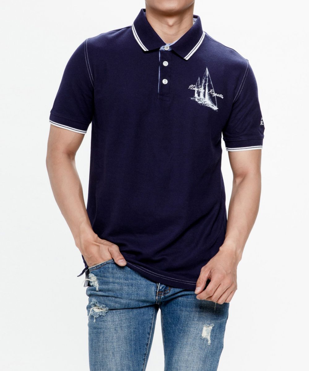 Áo Polo nam họa tiết con thuyền