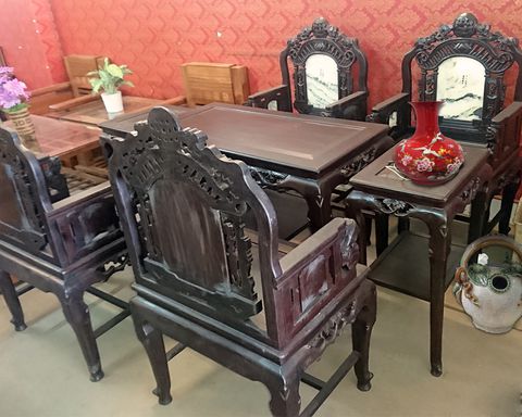 SALON MỐC TÀU GỖ GỤ CỔ KÍNH 