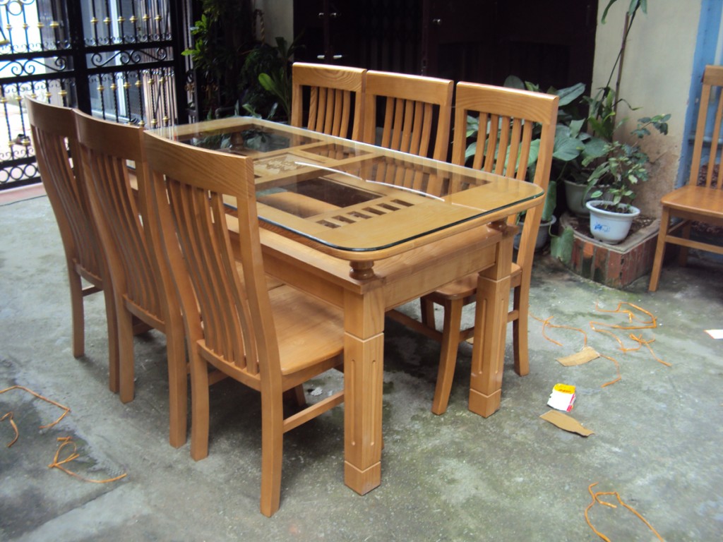 BỘ BÀN ĂN GỖ SỒI 