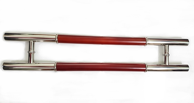 Tay cửa kính inox + gỗ