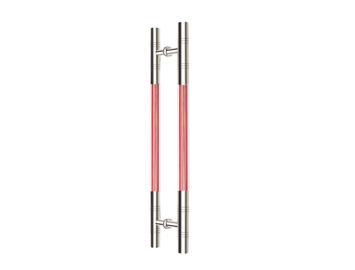 Tay cửa kính mica - sọc đỏ