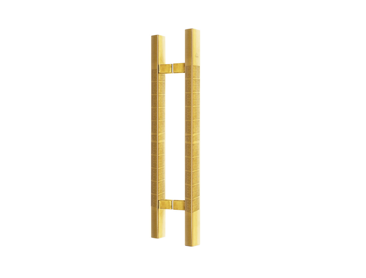 Tay cửa kính inox vuông - mạ vàng